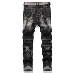 Punk Street Style Ripped Skinny Jeans Men Vintage Wash Solid Denim Trouser Mens Casual Slim Fit Pencil Denim Holes Pants 2025