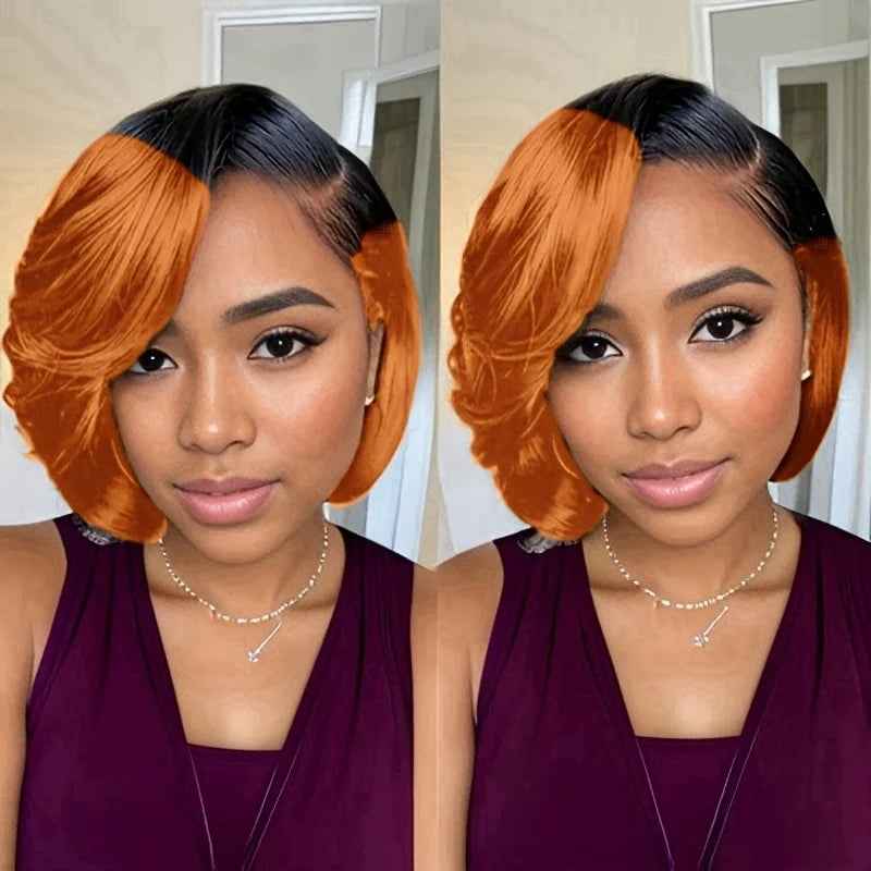 Lace Frontal Wig 13x4 Pixie Cut Wig Human Hair for Women 8 Inch Short Straight Human Hair 180% Density