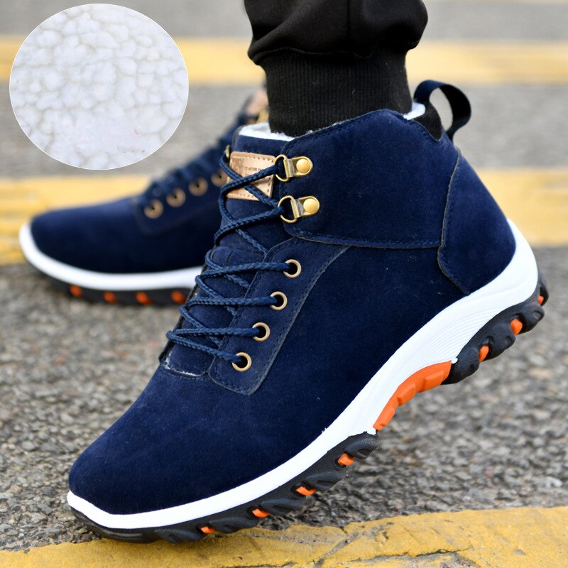 Winter Men Sneakers Waterproof Ankle Boots Warm Plush Hiking Footwear Non-slip Unisex Tooling Shoes Platform Winter Cotton Shoes