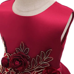 Fashion Solid Flower Girl Dresses for Weddings Lace Sleeveless Prom Dresses Summer Children Girls Party Dresses 3-10 Years