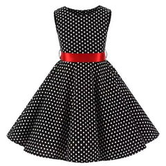 Summer Girls Dress Elegant Vintage Cotton Retro Princess Dress Party Costume Kids Clothes Polka Dot Girl Dress Children Clothing