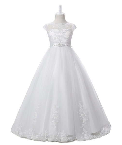First Holy Communion Dress White Baptism Dresses for Girls 7-16 Lace Princess Flower Girls Gown