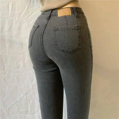 High Waist plus Size Denim Jeans Women's Tight Fit Butt Enhancing Pencil Pants New Arrival Light Blue Casual Long Trousers