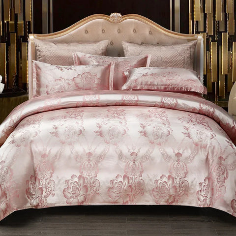 High End Jacquard Bedding Luxury European Wedding Bedding Sets American Satin Double Duvet Cover