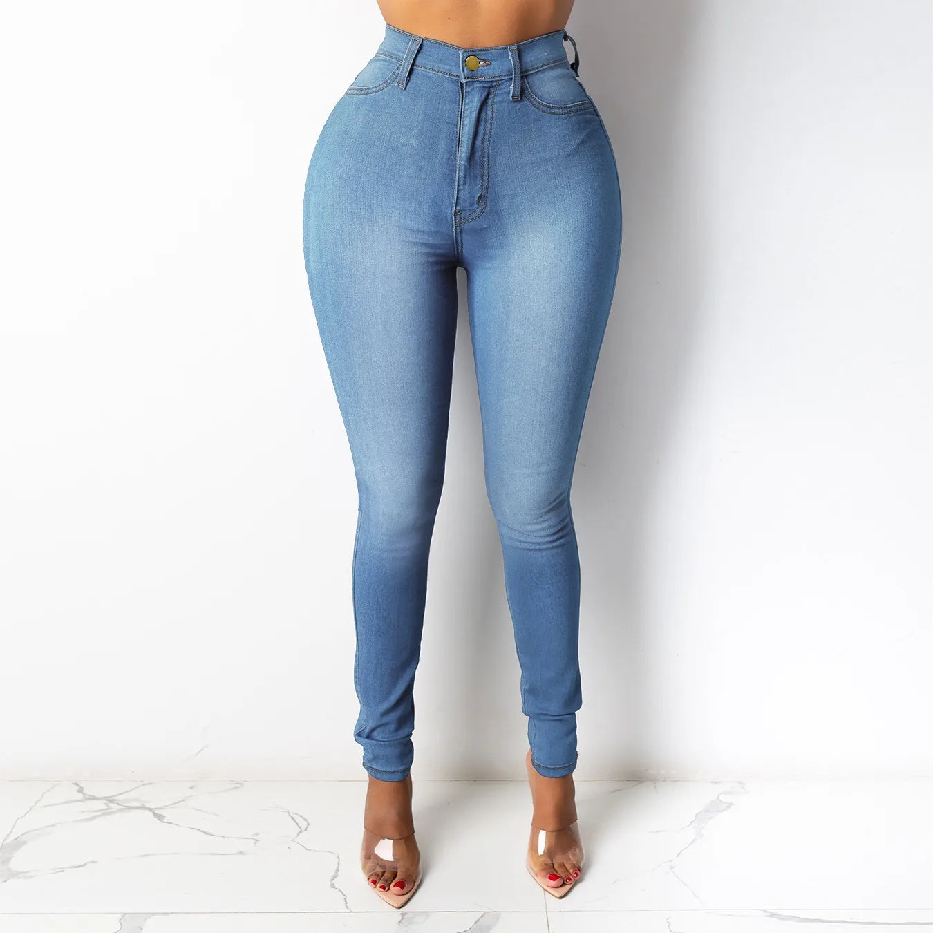 Pencil Pant Women Denim PantLon JeanTight High Waist Trousers Autumn Elegant