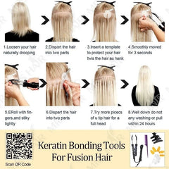 K Tip Hair Extensions Real Human Hair Black U tip Hair Extensions Human Hair Black Silky Straight for women 30g 50s 12-22inch