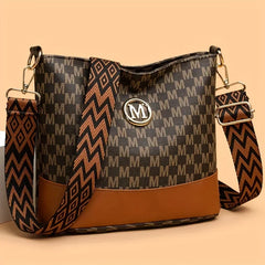 Stylish Letter Printed Crossbody Bag, Perfect Women's Synthetic Leather Shoulder Bag with Zipper Closure for Casual & Outings