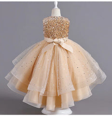 Flower Girl Dresses for Wedding White Champagne Red Pink Child Gala Evening Formal Luxury Birthday Puffy Irregular Elegant Dress