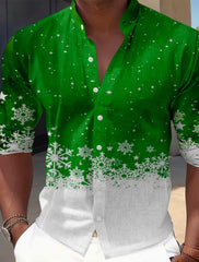 Christmas Theme Men's Christmas Scene Printed Shirts Snowflake Graphics Casual   Long Sleeve shirts