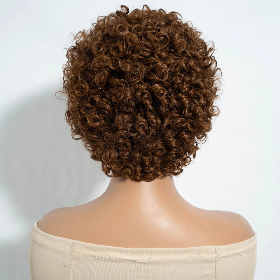 Lekker Colored Short Pixie Cut Curly Bob 100% Human Hair Wigs For Women Brazilian  remy Wigs