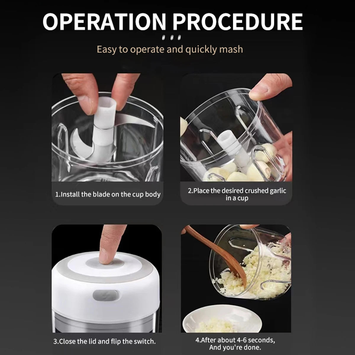 100ml/250ml Electric Mini Garlic Press Chopper - Rechargeable USB Masher with Powerful Lithium Battery, Easy Meat Grinder