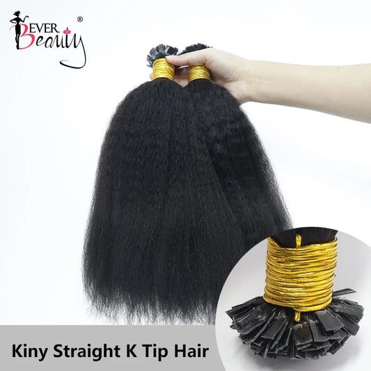 K Tip Hair Extension Human Hair Flat Tip Hair Extensions Kinky Straight Keratin Fusion Yaki Bundles For Black Women Ever Beauty