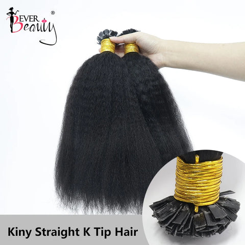 K Tip Hair Extension Human Hair Flat Tip Hair Extensions Kinky Straight Keratin Fusion Yaki Bundles For Black Women Ever Beauty