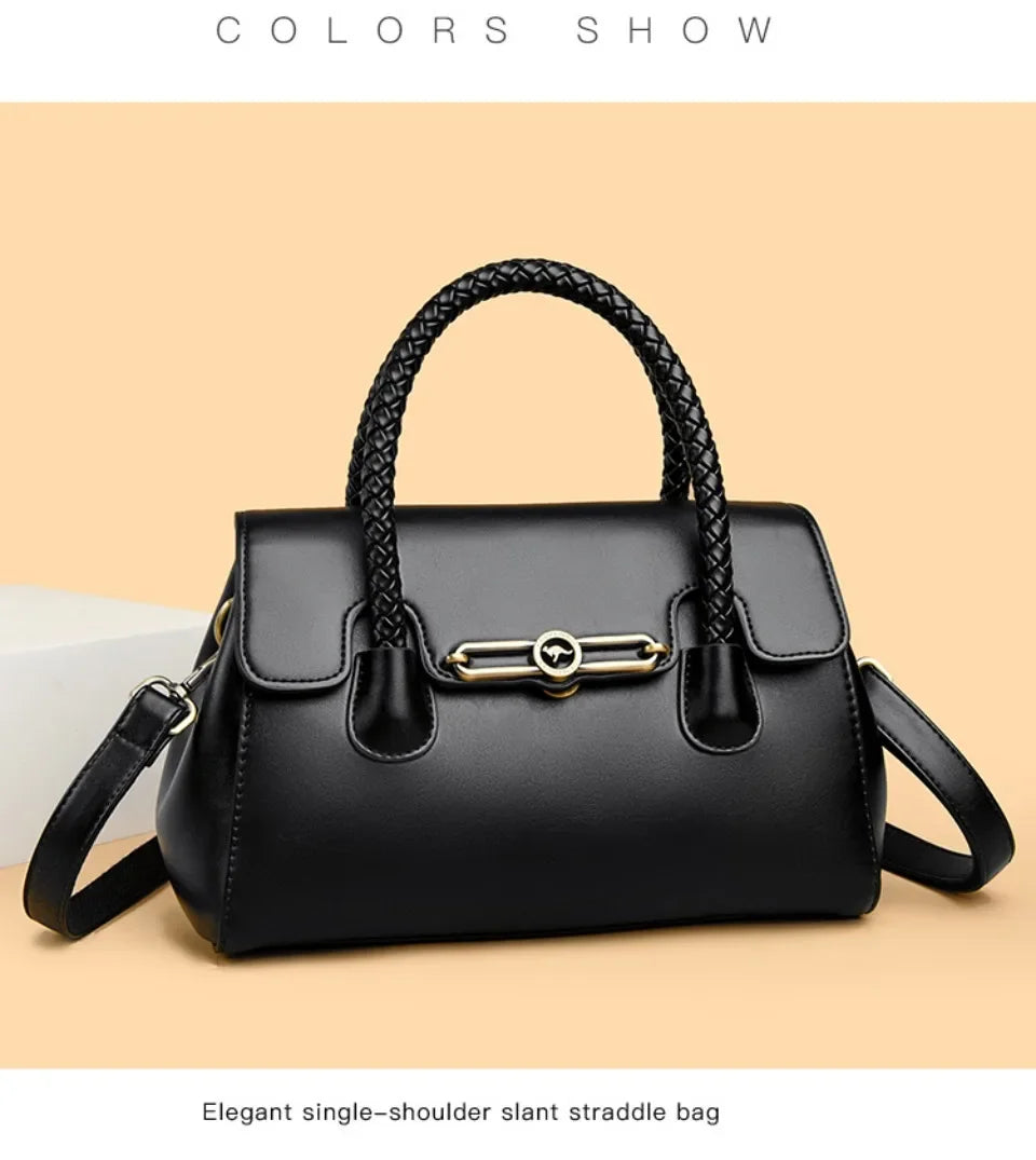 Retro High Quality Oil Leather Women Top-handle Shoulde Bags Vintage Casual Totes Trendy Lock Designer Handbag Small