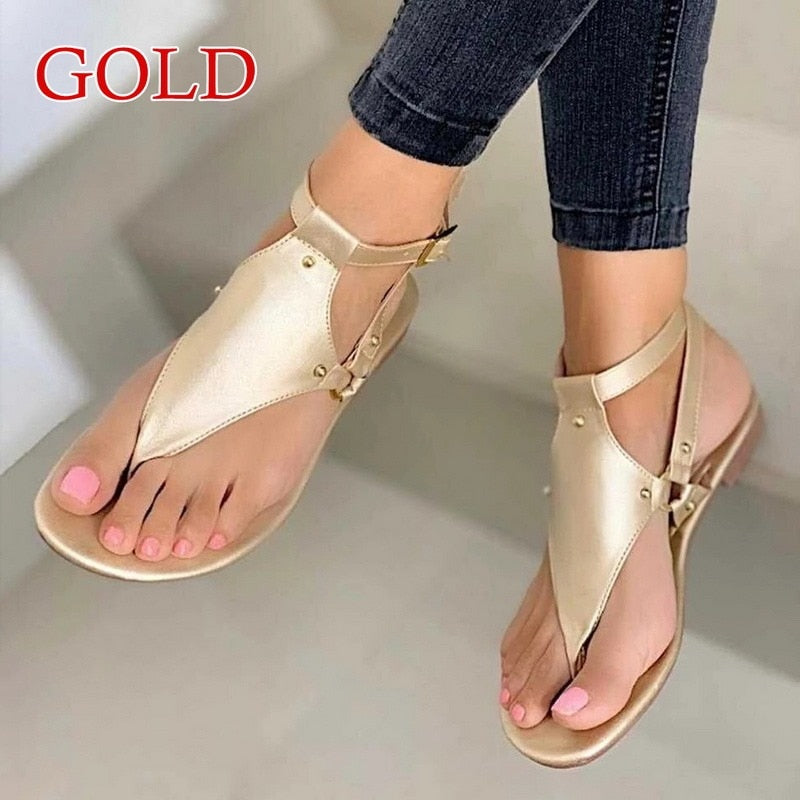 Women Sandals 2023 Summer Outdoor Beach Flip-flop Sandals Solid Fashion Gladiator Sandals Women Flats Casual Ladies Shoes