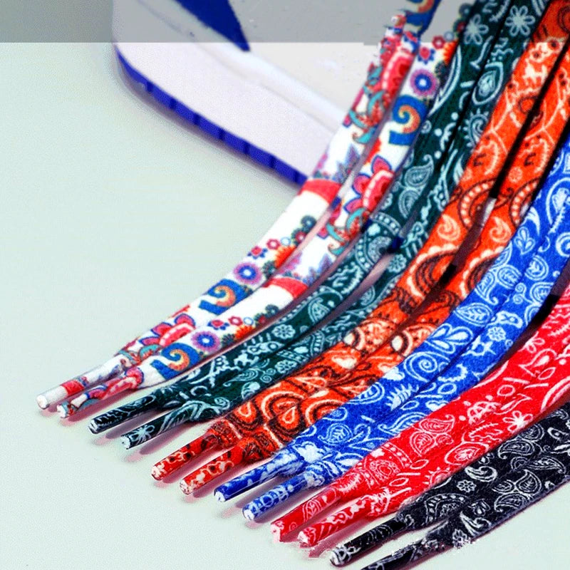 Sports Shoelaces Cashew Flower AF1 Canvas Shoe laces Black and White Color Ins Trend Personality Flat Shoelace Rope Wholesale