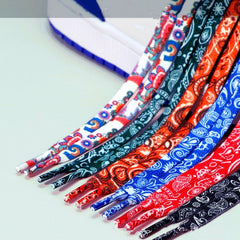 Sports Shoelaces Cashew Flower AF1 Canvas Shoe laces Black and White Color Ins Trend Personality Flat Shoelace Rope Wholesale