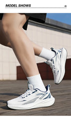 Men Running Shoes Marathon Sneakers Carbon Board Air Cushion Breathable Lightweight Men's Comfortable Athletic Nonskid Sports