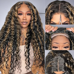 Highlight Ombre Lace Front Wig 40 Inch Curly Wigs 13x6 13x4 Hd Lace Frontal Water Wave Human Hair Wigs 1B/30 Colored Deep Wave