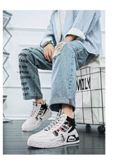 Men's High Top Sneakers Fashion Leather Casual Ankle Boots  for Men Lace Up