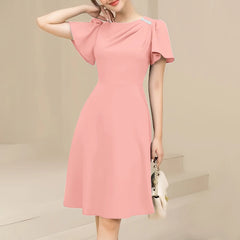 ZANZEA Elegant Women Dresses 2025 Summer  Fashion Short Sleeve Work OL Sundress Casual Party Knee-length Vestido Robe Femme