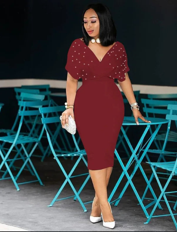 Fashion Party Dress For Wonen Sexy V Neck Package Hip Elegant Dresses 2025