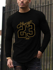 New Long-Sleeved T-Shirt Men's Printed Round Neck Long-Sleeved T-Shirt Trend Versatile Casual