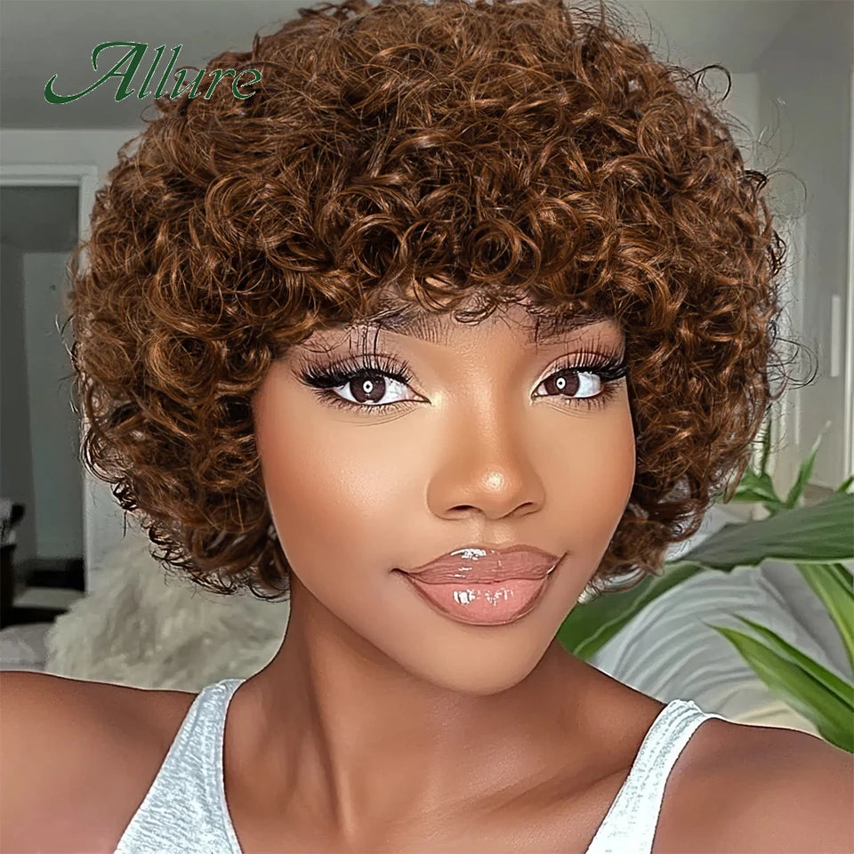 Brazilian Short Pixie Afro Kinky Curly Wigs for Women Glueless