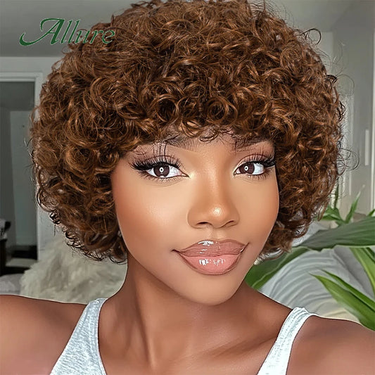 Brazilian Short Pixie Afro Kinky Curly Wigs for Women Glueless