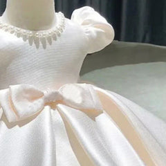 Baby Girls Dress Birthday Clothes Bowknot Pearl French Puffy Dress Childrens Sweet New Style Princess Dress
