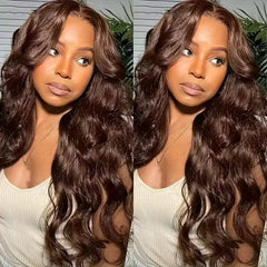 Chocolate Brown Lace Front Wig Transparent HD 13x4 Lace Frontal Wig 100% Colored 4x4 Lace Body Wave Human Hair Glueless Wigs