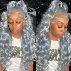13x6 Teal Ocean Blue Lace Front Wig Human Hair Body Wave 613 Blonde hair