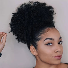 Synthetic Large Afro Puff Drawstring Ponytail Kinky Curly Bun HairPiece African American Clip in Updo Extensions for Black Women