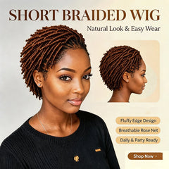 Twist Dreadlock 13×4 Lace Front Wigs Human Hair Afro Short Curly Wigs for Women 200% Density Bazilian Hair