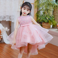 Flower Girl Dresses for Wedding White Champagne Red Pink Child Gala Evening Formal Luxury Birthday Puffy Irregular Elegant Dress