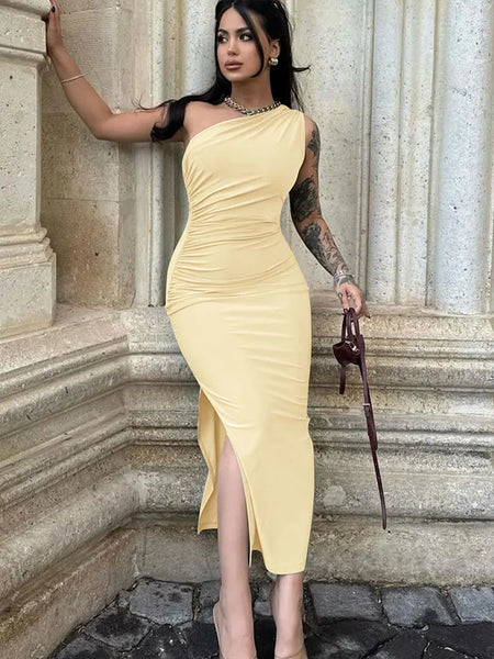 Women Maxi Dresses Sexy Split Black Sleeveless Backless Slim Dress Summer Female Fashion Off Shoulder Club Elegant Party Dresses