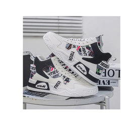 Men's High Top Sneakers Fashion Leather Casual Ankle Boots  for Men Lace Up