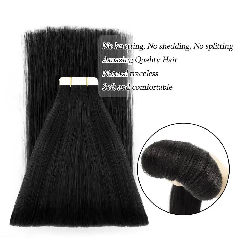 Tape in Hair Extensions Natural Human Hair Brazilian Origina Hair 100% Real Human Hair Extensions 20 Pcs Straight for Women