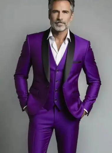 Jacket Vest Pants Solid Color Men's Formal Business Office Suit Groom Wedding Dress Party Blazer Waistcoat Trousers Tuxedo