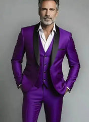 Jacket Vest Pants Solid Color Men's Formal Business Office Suit Groom Wedding Dress Party Blazer Waistcoat Trousers Tuxedo