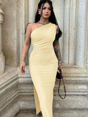 Women Maxi Dresses Sexy Split Black Sleeveless Backless Slim Dress Summer Female Fashion Off Shoulder Club Elegant Party Dresses
