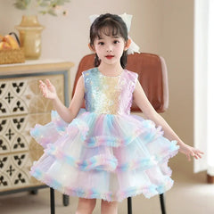 Flower Girl Dresses for Wedding White Champagne Red Pink Child Gala Evening Formal Luxury Birthday Puffy Irregular Elegant Dress