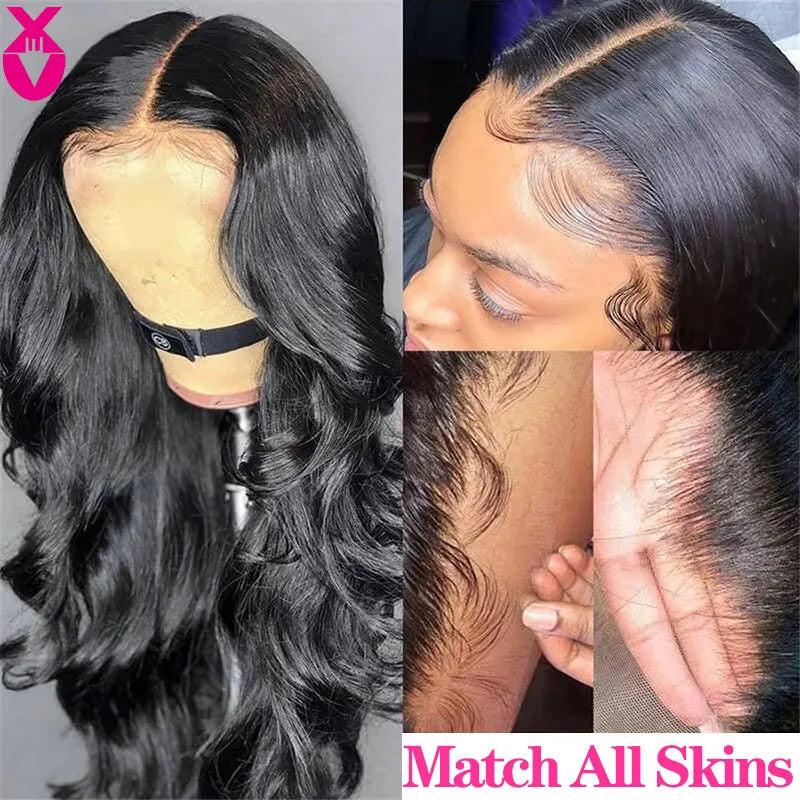 34 inch 150 Density Body Wave Transparent 13x4 Lace Front Human Hair Wig Glueless Wigs Human Hair  Pre-Cut Brazilian Remy Hair