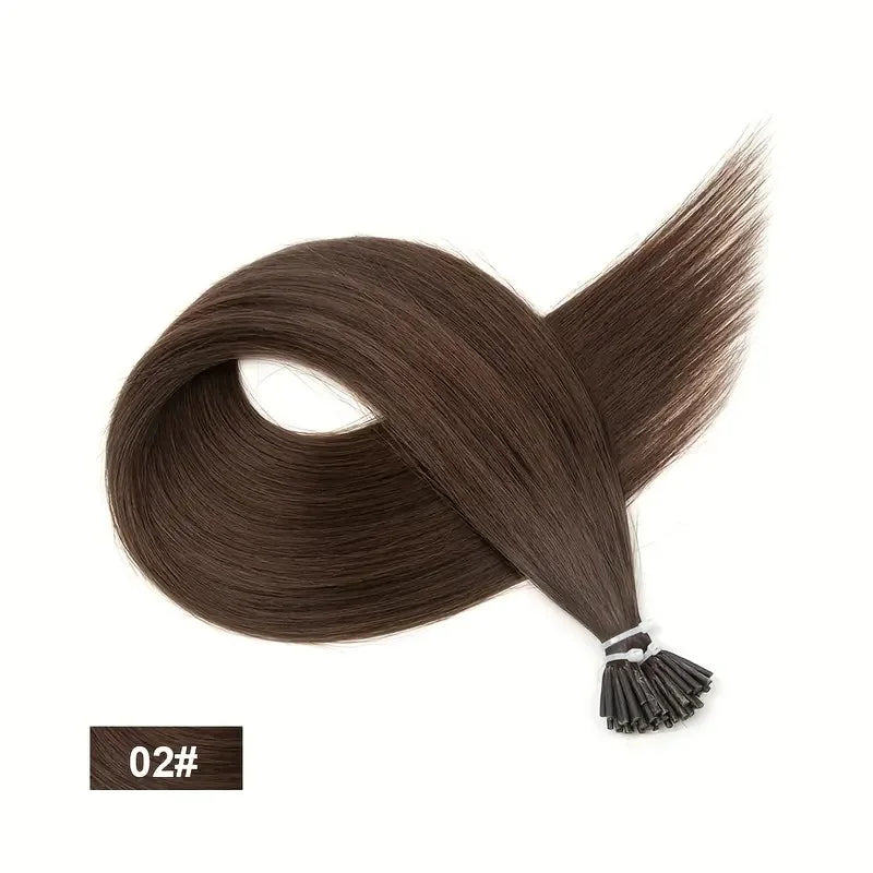 I Tip Hair Extensions Real Human Hair 50 Strands Jet Black Straight Pre-Bonded I Tip Hair Extensions Add Hair Length&Volume 50g