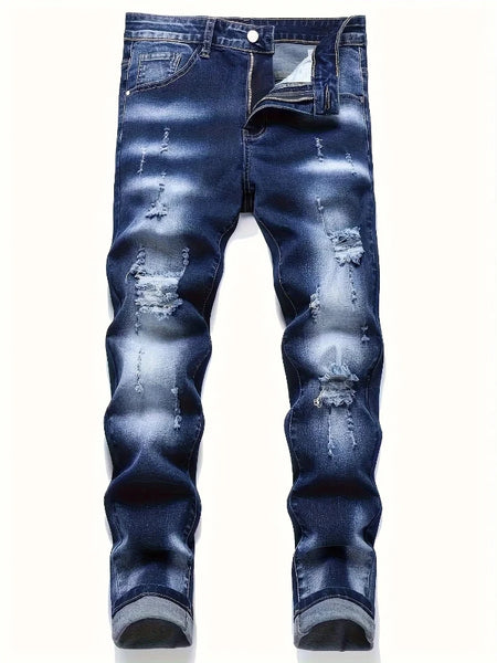 Riding Motorcycle Mens Pants Hip Hop Ripped Skinny Jeans Breathable