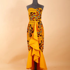 African Dresses for Women Strapless High Waist Sleeveless Ankara Print Maxi Dress Elegant