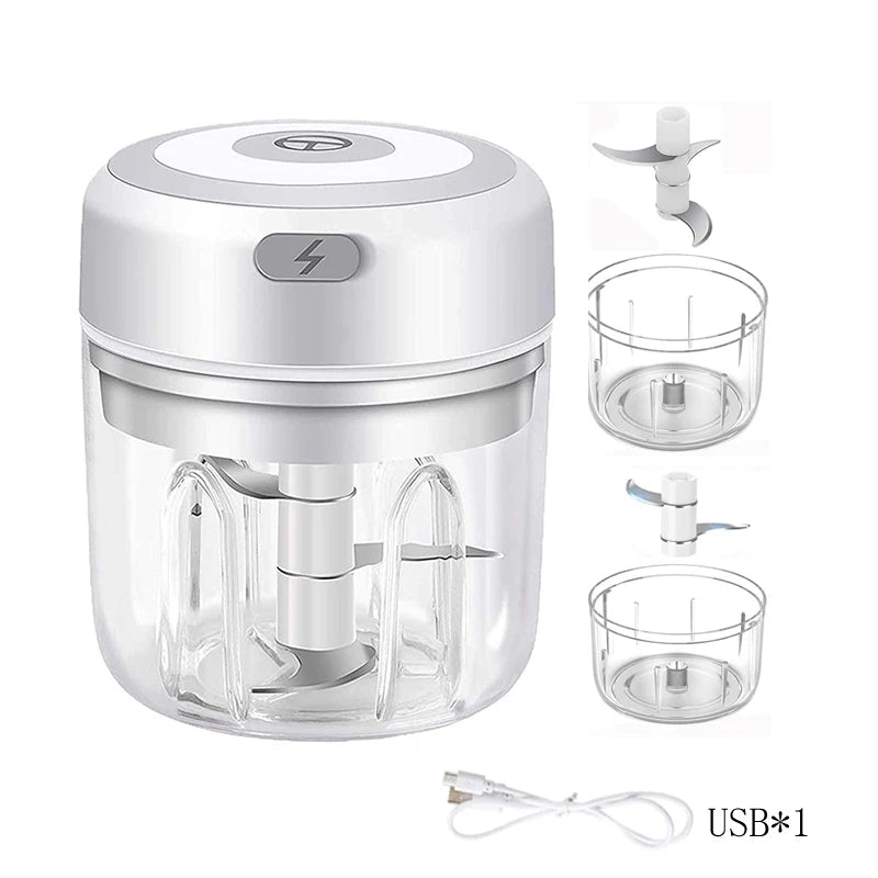 100ml/250ml Electric Mini Garlic Press Chopper - Rechargeable USB Masher with Powerful Lithium Battery, Easy Meat Grinder