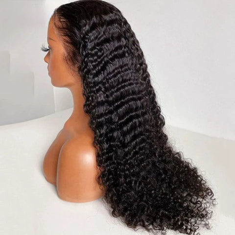 13X6 Deep Wave Frontal Wig 13x4 HD Transparent Lace Frontal Remy Glueless Deep Curly