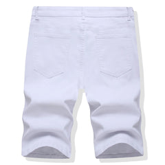 Shorts Men Hole Jeans Streetwear Mid Waist Washed Distressed Pockets Knee Length Vintage Ripped Denims Straight Short Pants