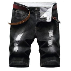 New Summer Men Blue Denim Shorts Italian Style Male Shorts Jeans High Quality Male Stretch Fit Ripped